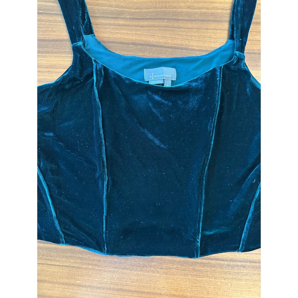 Anthropologie Green Velvet Corset Top XL Stretch Castle Renfair Festival Goth - Picture 7 of 8